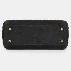 Pre Owned Christian Dior Handbag Lady Cannage Mini Velour Shoulder Bag Black