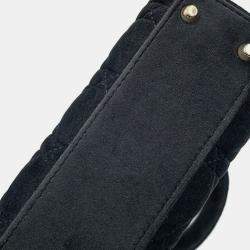 Pre Owned Christian Dior Handbag Lady Cannage Mini Velour Shoulder Bag Black