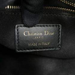 Pre Owned Christian Dior Handbag Lady Cannage Mini Velour Shoulder Bag Black