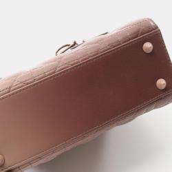 Pre Owned Christian Dior Dior Lady Small Cannage Handbag Leather Pink