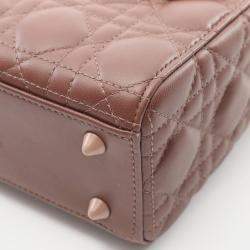 Pre Owned Christian Dior Dior Lady Small Cannage Handbag Leather Pink