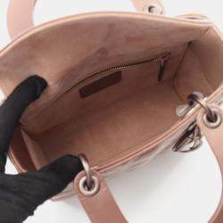 Pre Owned Christian Dior Dior Lady Small Cannage Handbag Leather Pink