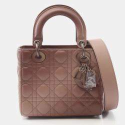Pre Owned Christian Dior Dior Lady Small Cannage Handbag Leather Pink