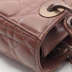 Pre Owned Christian Dior Dior Lady Small Cannage Handbag Leather Pink