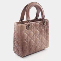 Pre Owned Christian Dior Dior Lady Small Cannage Handbag Leather Pink