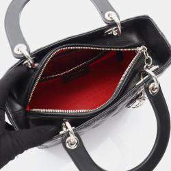 Pre Owned Christian Dior Dior Lady Cannage Handbag Leather Black