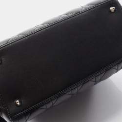 Pre Owned Christian Dior Dior Lady Cannage Handbag Leather Black