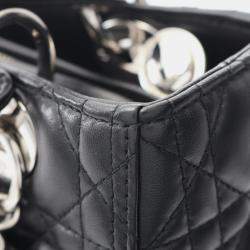 Pre Owned Christian Dior Dior Lady Cannage Handbag Leather Black