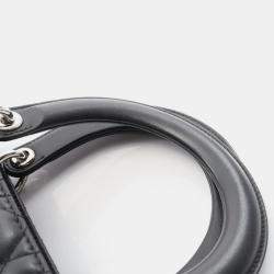 Pre Owned Christian Dior Dior Lady Cannage Handbag Leather Black