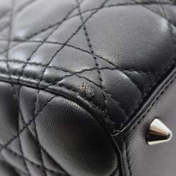 Pre Owned Christian Dior Dior Lady Cannage Handbag Leather Black