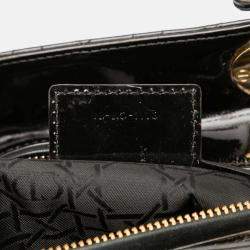 Pre Owned Dior Black Large Patent Cannage Lady Dior