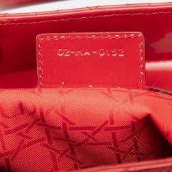Pre Owned Dior Red Large Patent Cannage Lady Dior