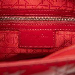 Pre Owned Dior Red Large Patent Cannage Lady Dior
