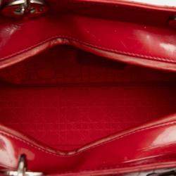 Pre Owned Dior Red Large Patent Cannage Lady Dior