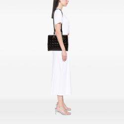 Pre Owned Dior Brown Large Patent Cannage Lady Dior