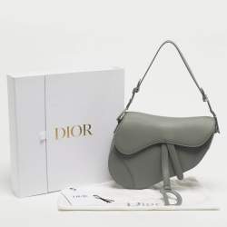 Pre Owned Dior Grey Leather Saddle Bag