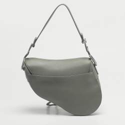 Pre Owned Dior Grey Leather Saddle Bag