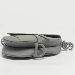 Pre Owned Dior Grey Leather Saddle Bag
