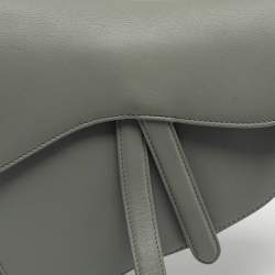 Pre Owned Dior Grey Leather Saddle Bag