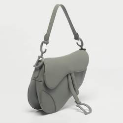 Pre Owned Dior Grey Leather Saddle Bag