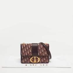 Pre Owned Dior Burgundy Oblique Canvas and Leather 30 Montaigne Shoulder Bag