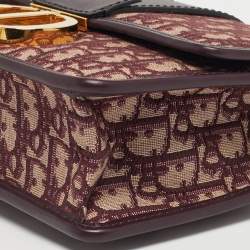 Pre Owned Dior Burgundy Oblique Canvas and Leather 30 Montaigne Shoulder Bag