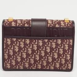 Pre Owned Dior Burgundy Oblique Canvas and Leather 30 Montaigne Shoulder Bag
