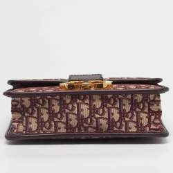 Pre Owned Dior Burgundy Oblique Canvas and Leather 30 Montaigne Shoulder Bag