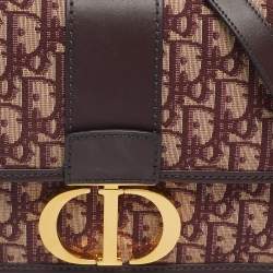 Pre Owned Dior Burgundy Oblique Canvas and Leather 30 Montaigne Shoulder Bag