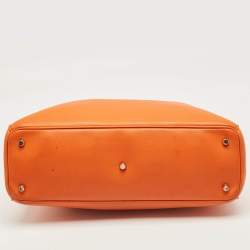 Pre Owned Dior Orange Leather Large Diorissimo Shopper Tote