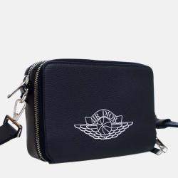 Pre Owned Dior Blue Air Jordan Grained Calfskin Crossbody