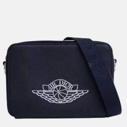 Pre Owned Dior Blue Air Jordan Grained Calfskin Crossbody