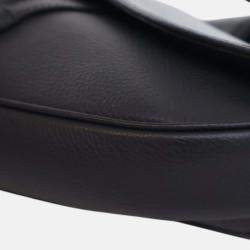 Pre Owned Dior Navy Blue Grained Calfskin Saddle Crossbody