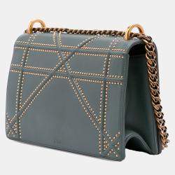 Pre Owned Dior Green Medium Studded Lambskin Diorama Flap