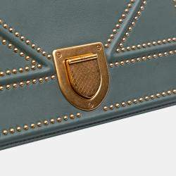 Pre Owned Dior Green Medium Studded Lambskin Diorama Flap