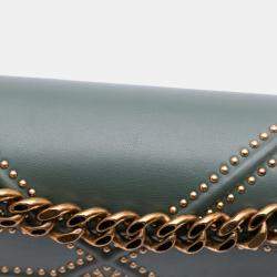 Pre Owned Dior Green Medium Studded Lambskin Diorama Flap
