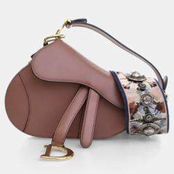 Pre Owned Dior Mini Calfskin Saddle Bag With Strap
