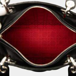 Pre Owned Dior Black Medium Lambskin Cannage Lady Dior