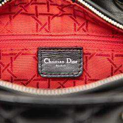 Pre Owned Dior Black Medium Lambskin Cannage Lady Dior