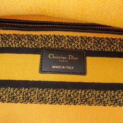 Pre Owned Dior Green Yellow Medium Canvas Embroidered Flower Pop Lady D Lite