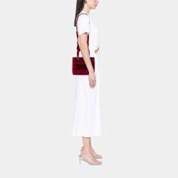Pre Owned Dior Red Medium Embroidered Velvet Roses Lady D Lite