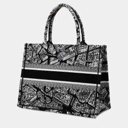 Pre Owned Dior Black Medium Canvas Embroidered Plan De Paris Book Tote
