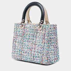 Pre Owned Dior Blue Medium Tweed Lady Dior