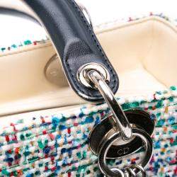 Pre Owned Dior Blue Medium Tweed Lady Dior