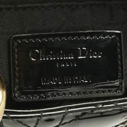 Pre Owned Dior Black Cannage Patent Leather Mini Lady Dior Tote