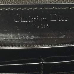 Pre Owned Dior Black Glossy Leather Lady Dior Zip Continental Wallet