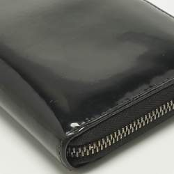 Pre Owned Dior Black Glossy Leather Lady Dior Zip Continental Wallet