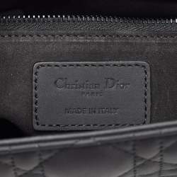 Pre Owned Dior Black Cannage Leather Ultra Matte Medium Lady Dior Tote