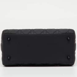 Pre Owned Dior Black Cannage Leather Ultra Matte Medium Lady Dior Tote