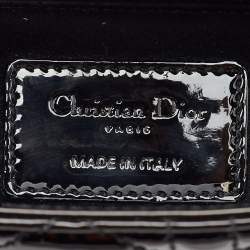 Pre Owned Dior Black Cannage Patent Leather Mini Lady Dior Tote